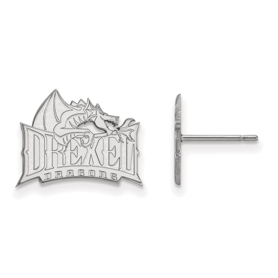 14k White Gold LogoArt Official Licensed Collegiate Drexel University Small Post Earrings