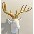 thumbnail image 6 of 12 1/2" Faux White Deer Head / Golden Antlers Wall Decor - Modern Minimalism Taxidermy Art Sculpture, 6 of 8