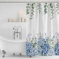 thumbnail image 4 of Blue Flower Waterproof Fabric Shower Curtain,Sage Green Eucalyptus Leaves Farm Plant Waterproof Fabric Shower Curtain for Bathroom Curtains Bathtubs Hotel Shower Curtains with 12 Hooks Standard 72x72, 4 of 8