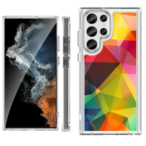 Shockproof Bumper Phone Case for Samsung Galaxy S23 Ultra 5G, by OneToughShield ® - Polygon