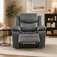 thumbnail image 2 of Wide Seating PU Leather Recliner Chair with Massage and Heating Function Living Room Furniture Grey, 2 of 8