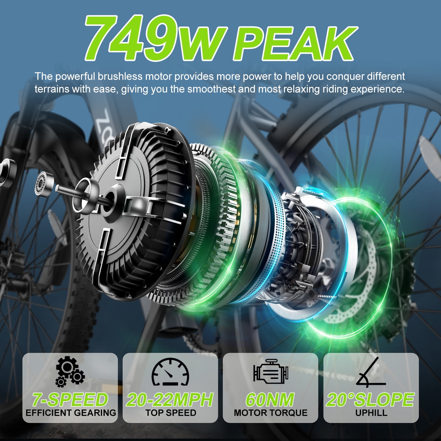 ZOONLAI Electric Bike for Adults,750W Motor E-Mountain Bike 48V 20Ah,26"*1.9 tire,UL2849