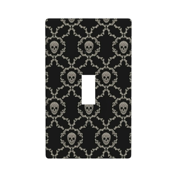 TEQUAN Toggle Light Switch Wall Plate, Vintage Gothic Paisley Skulls Decorate Wallplate Covers, 1-Gang