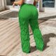 thumbnail image 3 of Pantalones de nieve Gibobby mujer cintura alta elásticos volantes pierna ancha malla Color liso verde S, 3 of 5