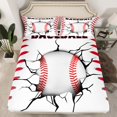 thumbnail image 2 of Ensemble de Draps de Lit Complet 3D Baseball pour Garçons Filles Enfants, Ensemble de Literie Sport pour Chambre de Baseball de Garçons, Draps Rouges et Blancs Ensemble de Drap-Housse Jeux de Balle 4 Pcs, 2 of 7