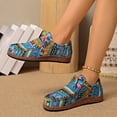 thumbnail image 3 of Boat Shoes for Women Fashion Bohemian Print Canvas Shoes Comfortable Soft Sole Walking Shoes Lightweight Round Toe Flat Shoes Blue Size 7, 3 of 6