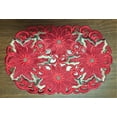 thumbnail image 4 of Doily Boutique Christmas Placemat or Doily with Red Cutwork Poinsettia, Size 17 x 11 inches, 4 of 4