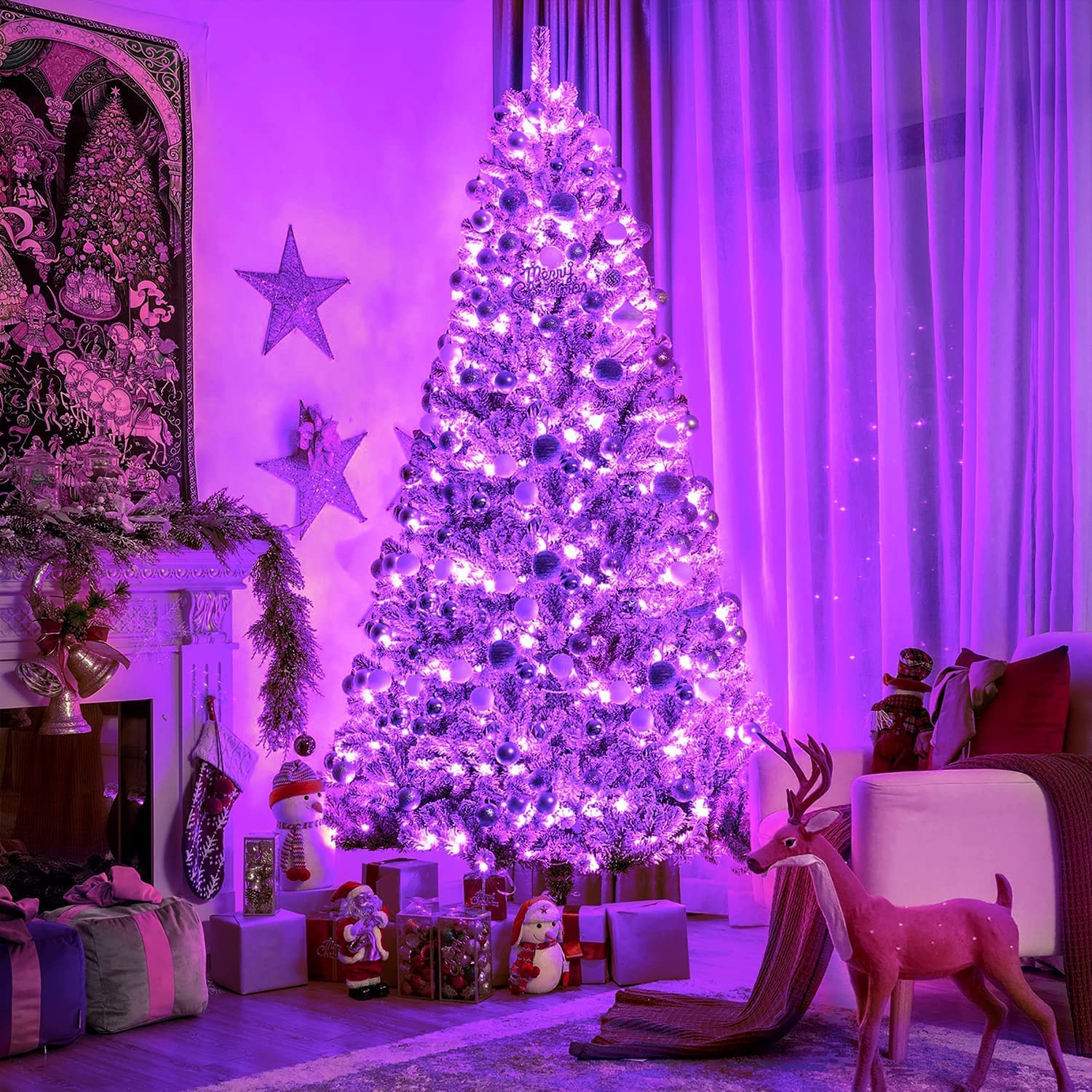JMEXSUSS 100 LED Purple Christmas String Lights photo 5