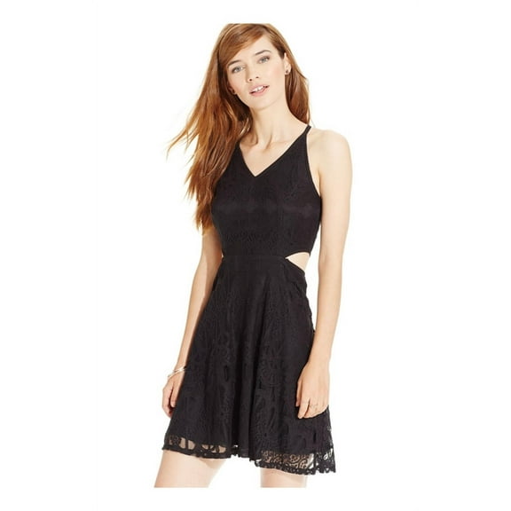 Material Girl Womens Side Cutout Lace A-Line Dress