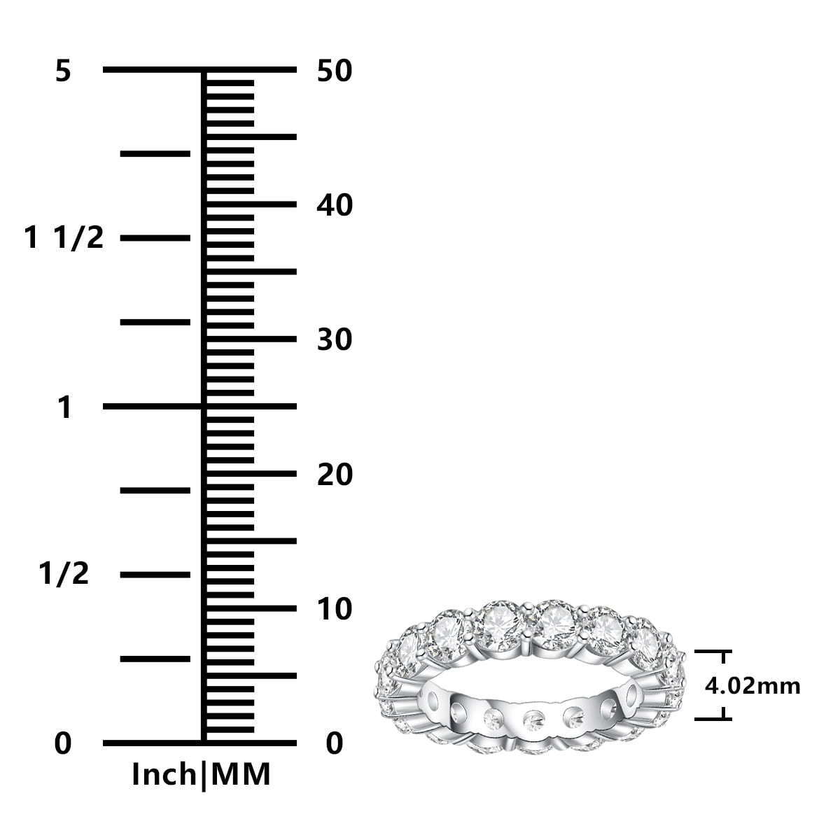 AnuClub 4mm Moissanite Eternity Rins 5cctw D Color VVS1 14K Gold Plated Sterling Silver Wedding Band Ring for Women