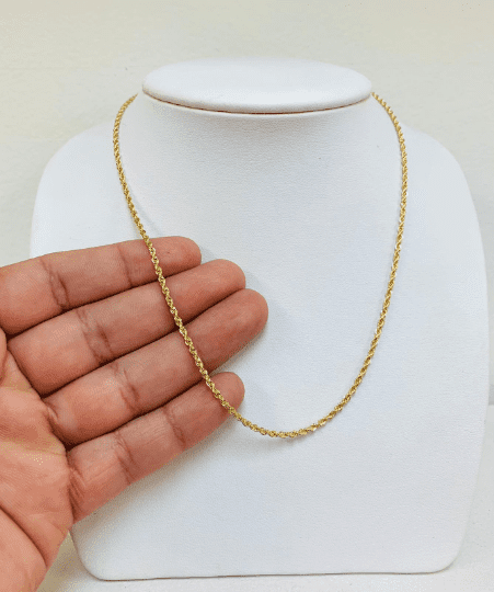 18K Gold Filled Rope Chain Necklace For Mens Womens 18