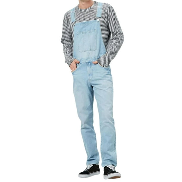 Pfysire Mens Dungarees Overalls Jean Trousers Jumpsuit Denim Light Blue XL - Walmart.com