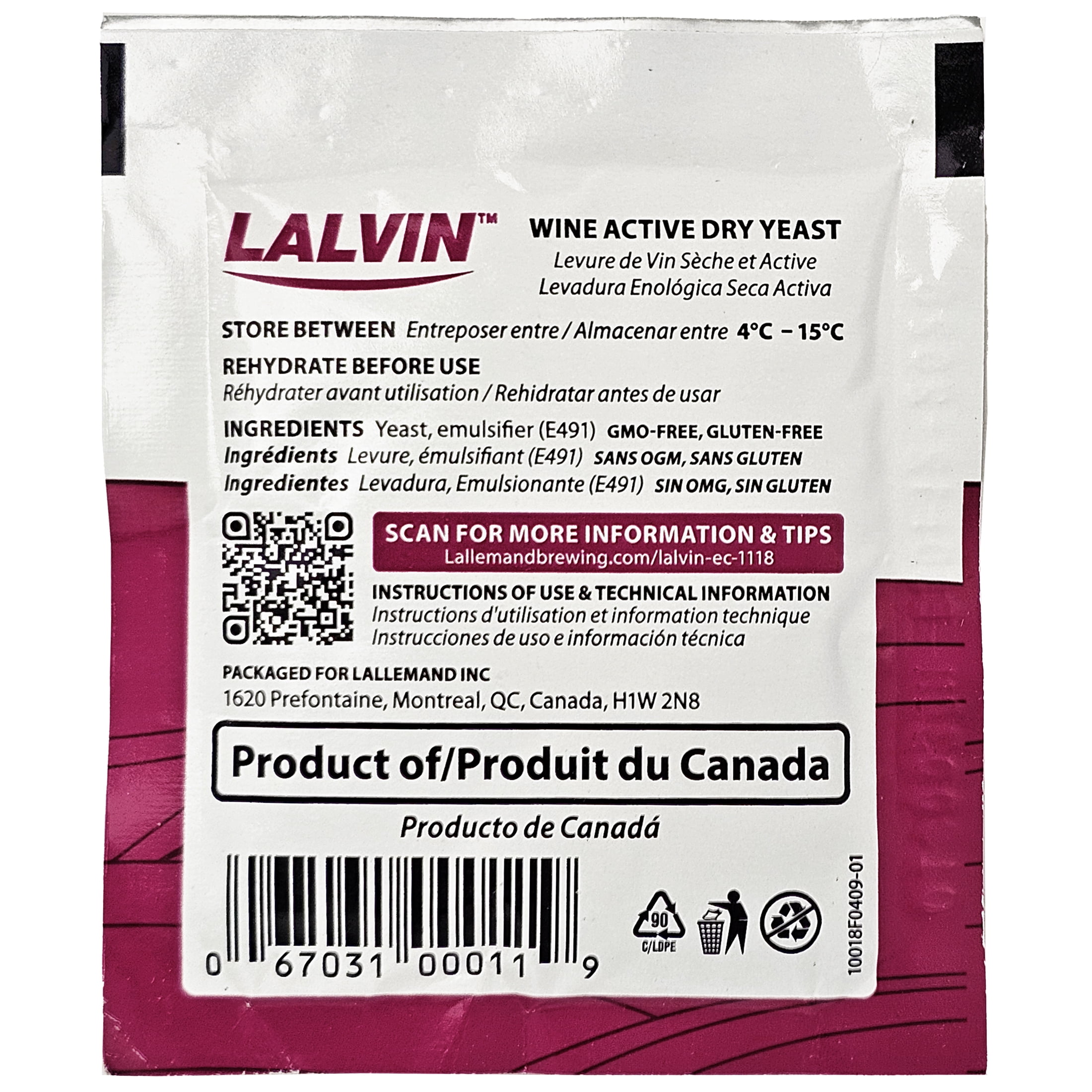 Lalvin EC-1118 Yeast by Lallemand Inc