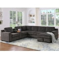 thumbnail image 3 of Hybition Modern Chenille Sofa Pull out Sofabed & Multifunctional Console-Brown, 3 of 9