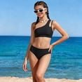 thumbnail image 2 of OSOLU Girls Swimsuit Two Piece One Shoulder Bikini Bathing Suit Set Color Block Padded Swimwear For Kids Teens 7-16Y Trendy Beachwear, 2 of 6