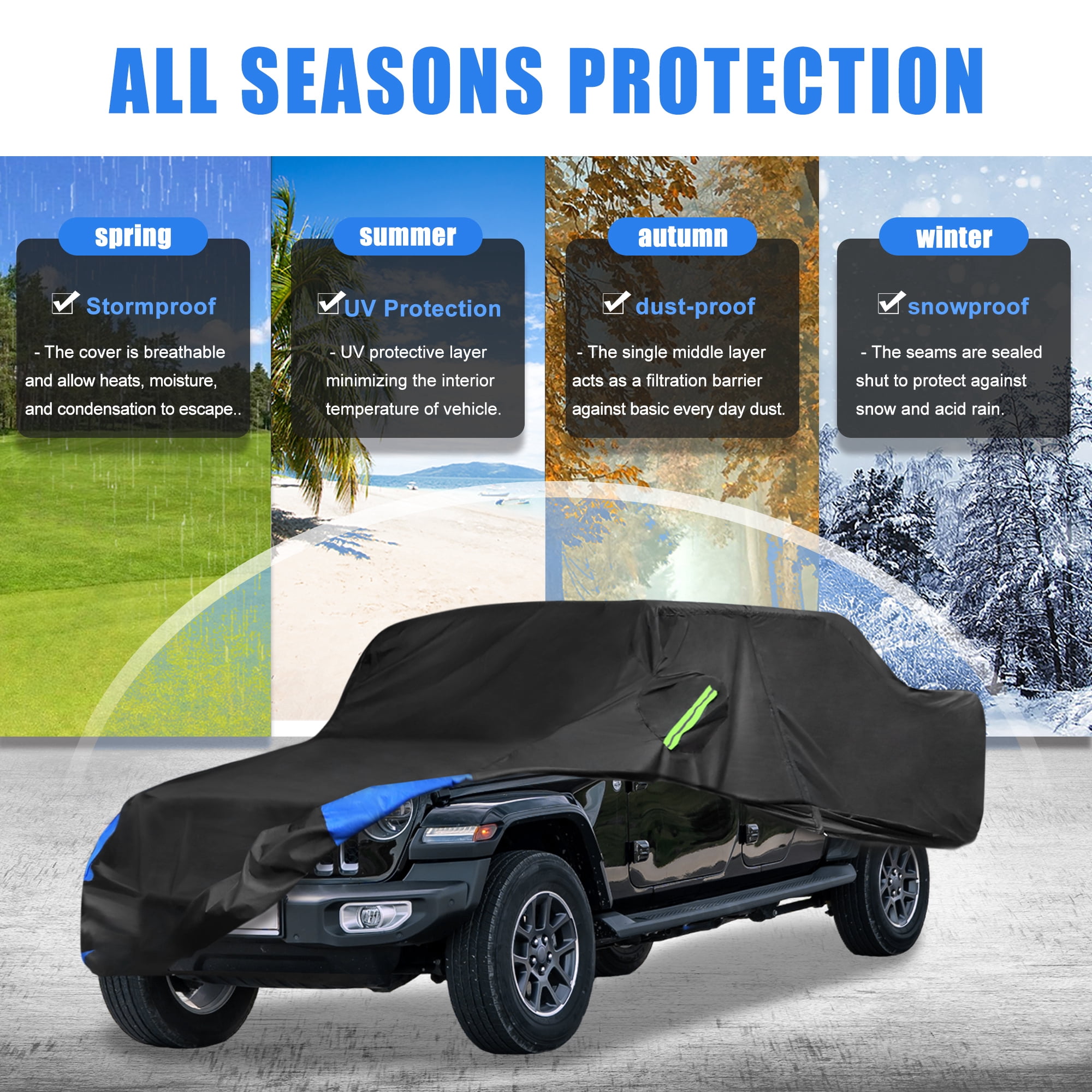 Unique Bargains Truck Car Cover for Jeep Gladiator JT 2020 2021 2022 Outdoor Black Blue