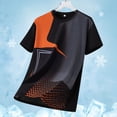 thumbnail image 5 of BRGZLK Athletic T-Shirt for Men Summer Moisture Wicking Quick Dry Short Sleeve Shirts Trendy Print Lightweight Comfortable Sports Tee Tops Orange L, 5 of 5