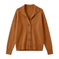 thumbnail image 7 of Endives Womens Cardigan Sweaters Solid Color Stand Collar Long Sleeve Cardigan Sweater Loose Fit Versatile Trendy Casual Button Down Cardigan Sweaters for Women Orange M, 7 of 7
