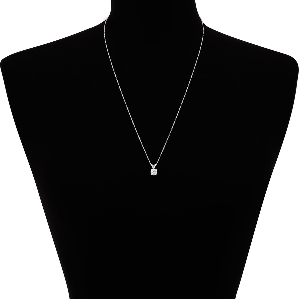1/2 Carat Diamond Solitaire Necklace In 14 Karat White Gold (J-K Color, I1-I2 Clarity)