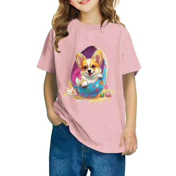 Piuwrlz T-Shirts Tops for Kids Girls Short Sweatshirt Sleeve Pink Size 7 Years