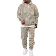 thumbnail image 2 of JULMCOMO Mens Tracksuit Tree Leaf Print Drawstring Hooded Casual Loose Fit Pullover Sweatshirt Drawstring Jogging Pants Sweatsuit Fall Winter 2 Piece Sets Beige XL, 2 of 5