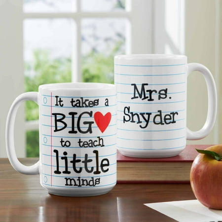 Personalized Teaching Takes Heart Coffee Mug, 15 oz