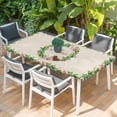 thumbnail image 2 of Spring Botanical Table Cloths for 6 Foot Rectangle Tables, Garden Birds Floral Leaves Rustic Burlap Patio Waterproof Elastic Fitted Tablecloths, Washable Rectangular Table Cover for Camping, 2 of 8