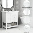 thumbnail image 4 of 30" Bathroom Vanity Cabinet with Sink Top, Freestanding Solid Wood Storage Cabinet with 2 Doors, 1 Drawer and 1 Bottom Open Shelf, 4 of 8