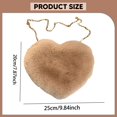 thumbnail image 7 of Heart Shape Shoulder Tote Plush Material Crossbody Bag for Women Office Date Daily Use Khaki, 7 of 7