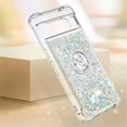 thumbnail image 3 of for Google Pixel 8 Pro Luxury Glitter Case for Women Girls, Sparkle Flowing Clear Quicksand Soft TPU Liquid Case Cover with Bling Diamond Ring for Pixel 8 Pro -Silver, 3 of 13