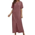 thumbnail image 1 of Robes pour Femmes 2024 Été Surdimensionnée Poche Décontractée Ample Col Rond Manches Courtes Longue Robe 50 % de Rabais Liquidation!, 1 of 6