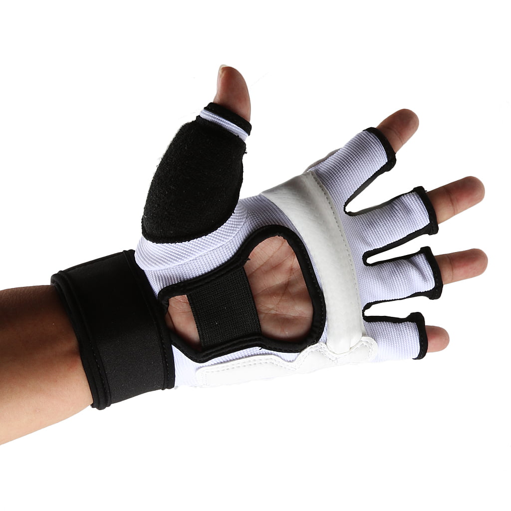 2 Pair Impact Resistance Sparring Gloves Gym Training Fingerless Hand Cover 