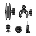 thumbnail image 2 of PULUZ PU909B Motorcycle Clamp Handlebar Super Clamp Mount Dual 360° Rotatable Ball Head with Sports Camera Mount Adapter & 1/4 Inch Screw Mount Adapter Replacement for GoPro X3/X2, 2 of 7