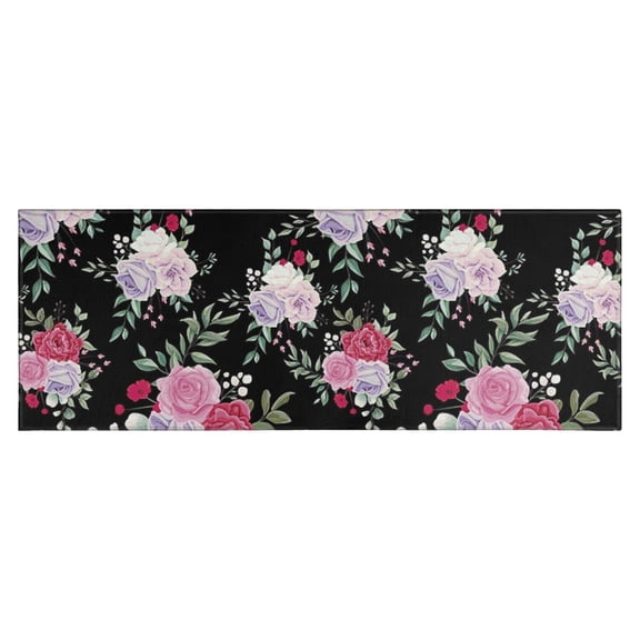 Pioneer Flower Floral Print Pattern Kitchen Rug Mat,Kitchen Runner Rugs Non Skid Washable,Decorative Kitchen Floor Mats for Kitchen,Sink,Laundry,17"X47"
