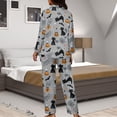 thumbnail image 7 of Kuiaobaty Cat Pumpkin Print Womens Soft Pajama Sets Spider Web Button Down Long Sleeve Pj Pants Set Halloween Sleepwear Nightwear, 2XL, 7 of 7