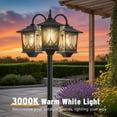thumbnail image 6 of HOODINK 3-Head Solar Outdoor Lamp Post Lights, 73" 60 Lumens Solar Lights Outdoor Waterproof for Garden, 6 of 11