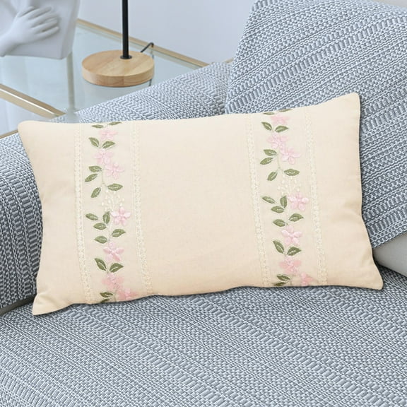 Embroidered Pillow under $5! kkbbma Embroidered Rose Flower Pillow, Sofa Bed Lumbar Support Cushion, Decorative Throw Pillowcase, Floral Home Decor Accent, Holiday Gift Idea