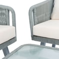 thumbnail image 6 of SAFAVIEH Kerson Outdoor Patio 4 Piece Conversation Set, Grey/Beige, 6 of 9