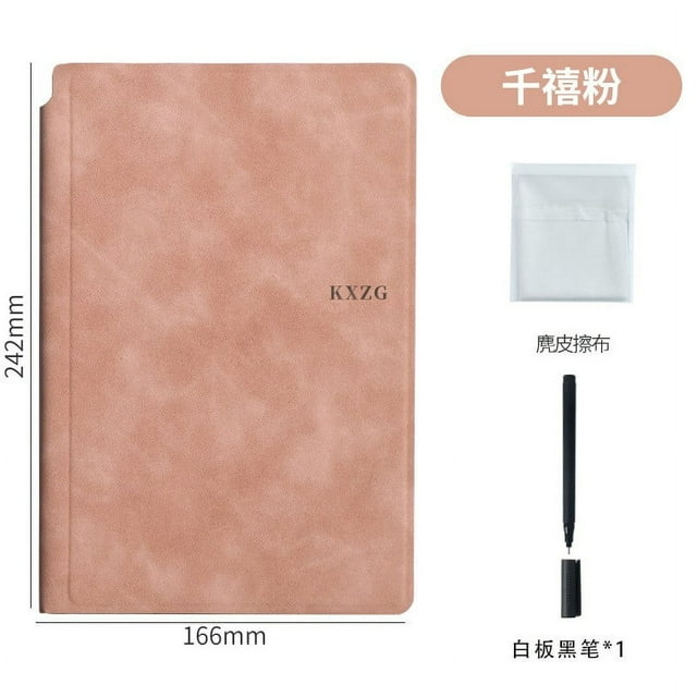 Libreta de Pizarra Reutilizable - Tamaño A5 con Cubierta de Cuero Sintético, Rotulador y Paño de Borrado, Bloc de Notas Portátil de Borrado En Seco para Tomar Notas y Dibujar.
