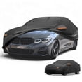 thumbnail image 1 of Funda para automóvil Unique Bargains a prueba de agua, protección contra todo clima, funda exterior completa para BMW 3 Series 2016-2024, película de aluminio negra con franjas reflectantes, 1 of 1