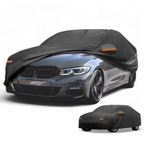 Unique Bargains Car Cover Waterproof All Weather Sun Rain Protection Full Exterior Cover for BMW 3 Series 2016-2024 Aluminum Film Black with Reflective Strips