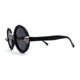 thumbnail image 3 of Rhinestone Death Metal Skull Trim Round Circle Lens Plastic Sunglasses All Black, 3 of 4