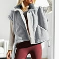 thumbnail image 2 of Fall Jackets For Women Button Stand Collar Fleece Sleeveless Sherpa Fuzzy Vest with Pockets Outwears Jacket, 2 of 8