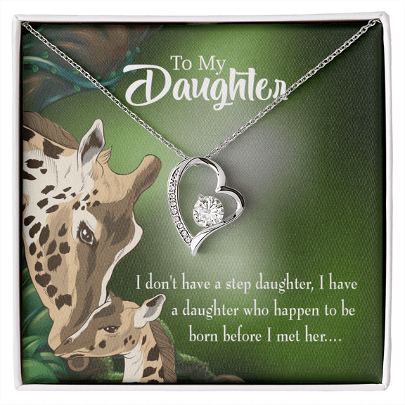 To My Daughter To My Step Daughter Born Before I Met You From Mom Forever Necklace w Message Card