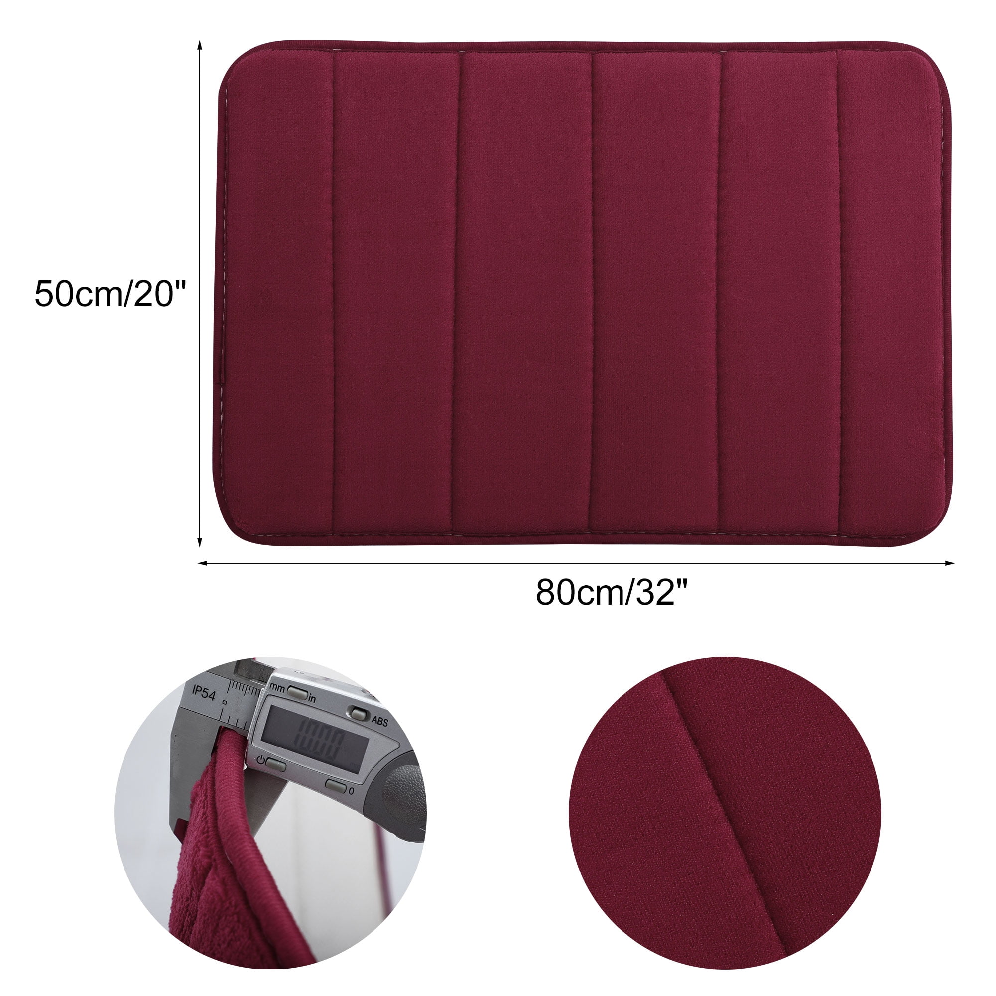Unique Bargains Solid Contemporary Memory Foam Bath Rug Burgundy 32"x20"