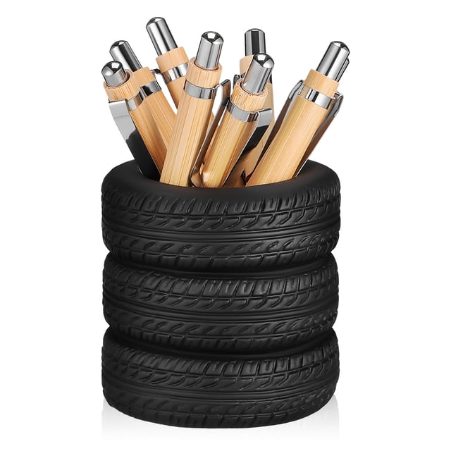 Portalápices con forma de neumático, organizador de escritorio creativo para bolígrafos, lápices, brochas de maquillaje y otros artículos de papelería.