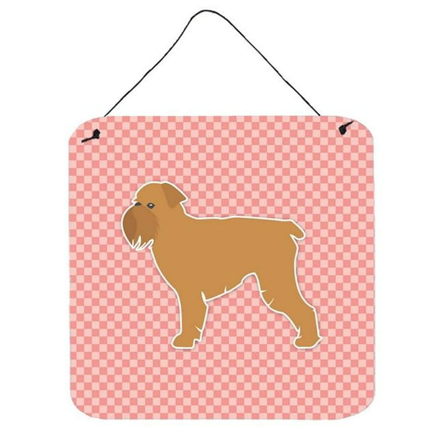Brussels Griffon Checkerboard Pink Wall or Door Hanging Prints