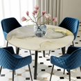 thumbnail image 5 of Elastic Fitted Round Tablecloth, Marble Yellow Waterproof Stretch Table Cover for 45"-54" Tables, Modern Abstract Ink Painting Luxury Washable Outdoor Tablecloths for Patio, Picnic, Camping, 5 of 9