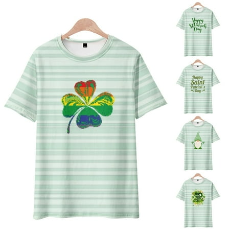 

LANLIN St. Patrick s Day Womens Casual Graphic Tee Novelty Shirt for Men Women