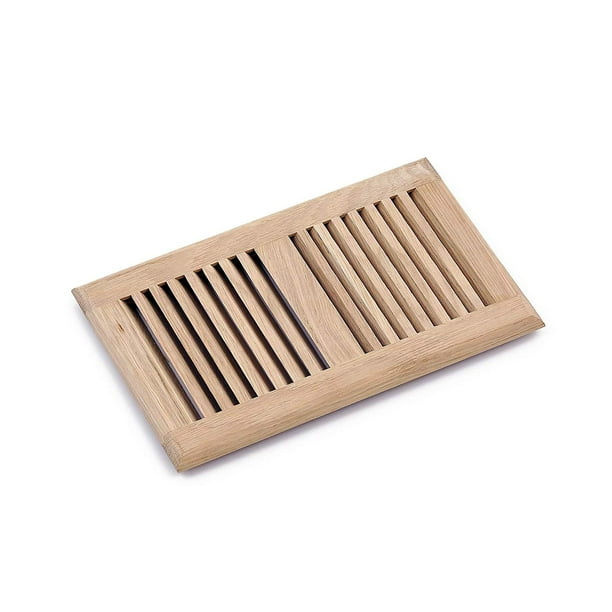 WELLAND 6" x 10" Wood Vent Floor Register Self Rimming, Unfinished Red Oak